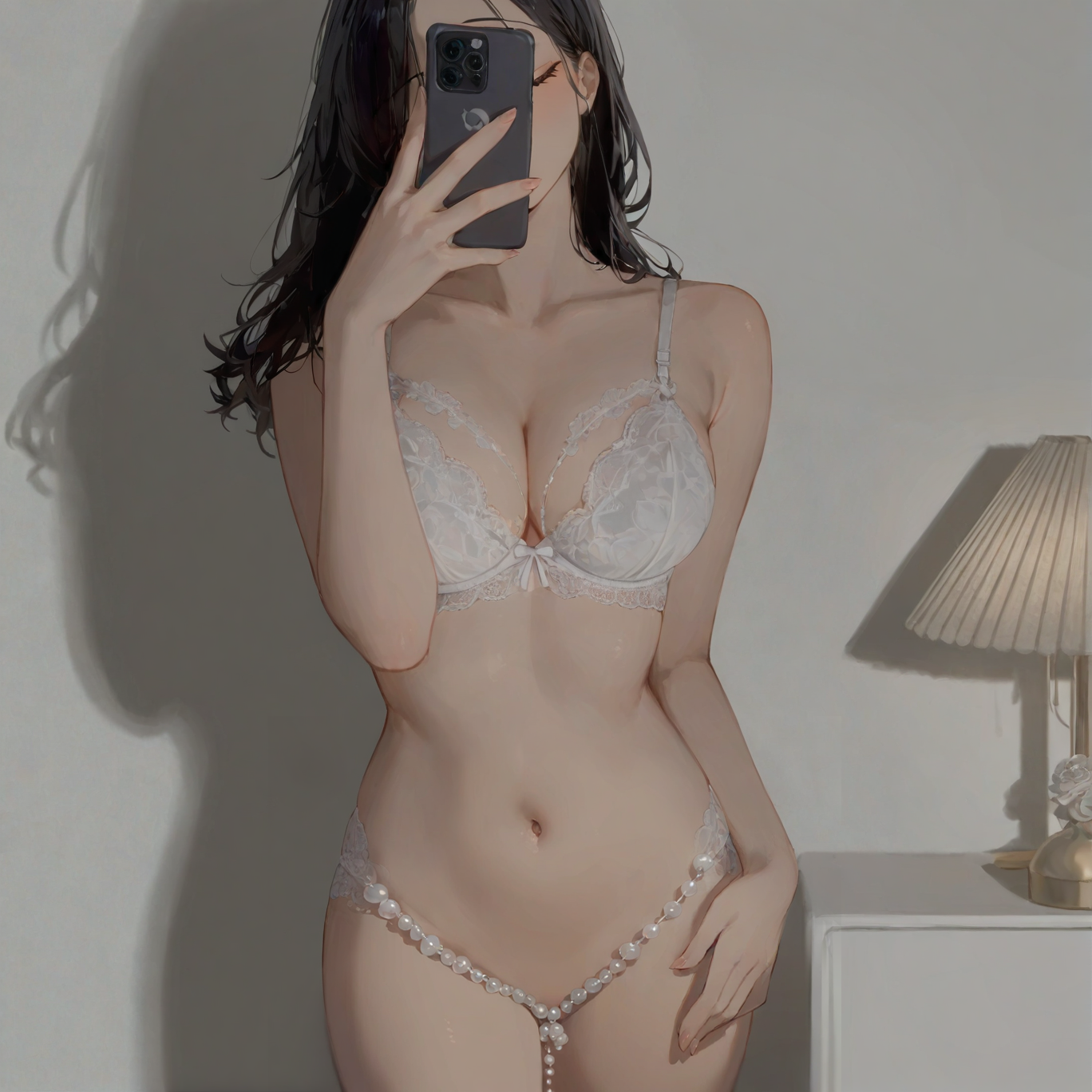 Lace pearl underwear set