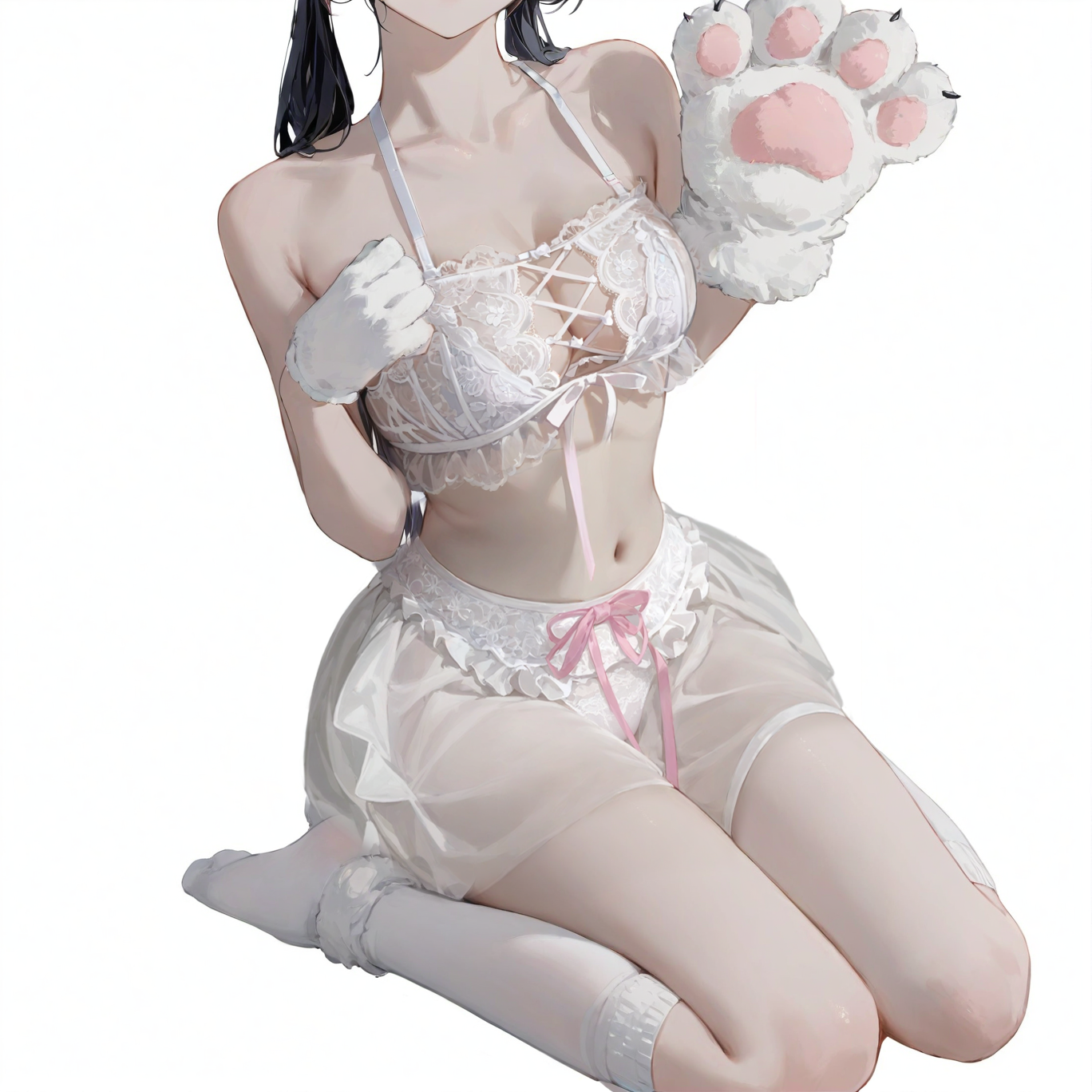 Lace mesh bellyband set