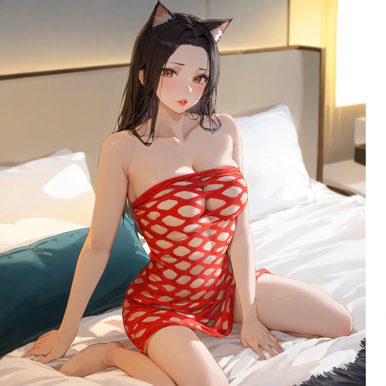 Half-body bra-wrapped mesh top