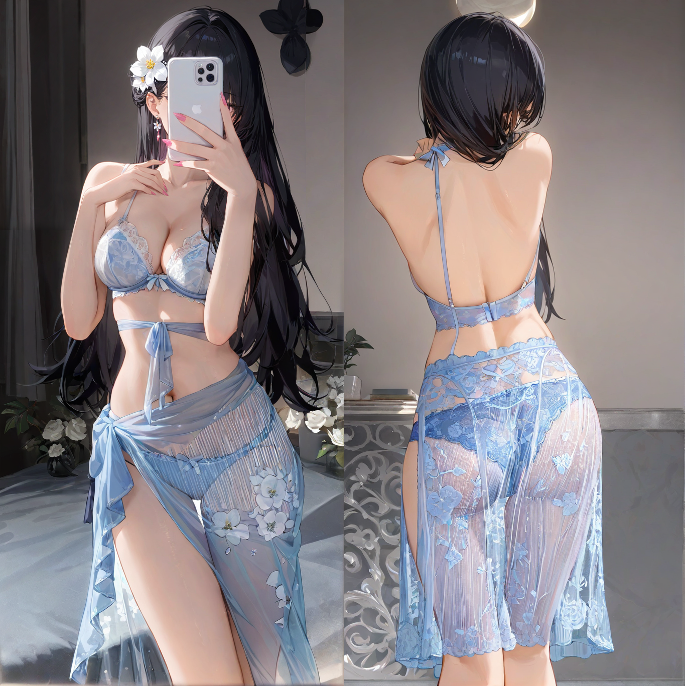 One-piece swimsuit with laces