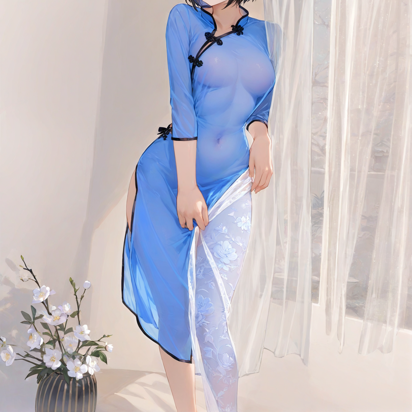 Long skirt with slit bellyband uniform