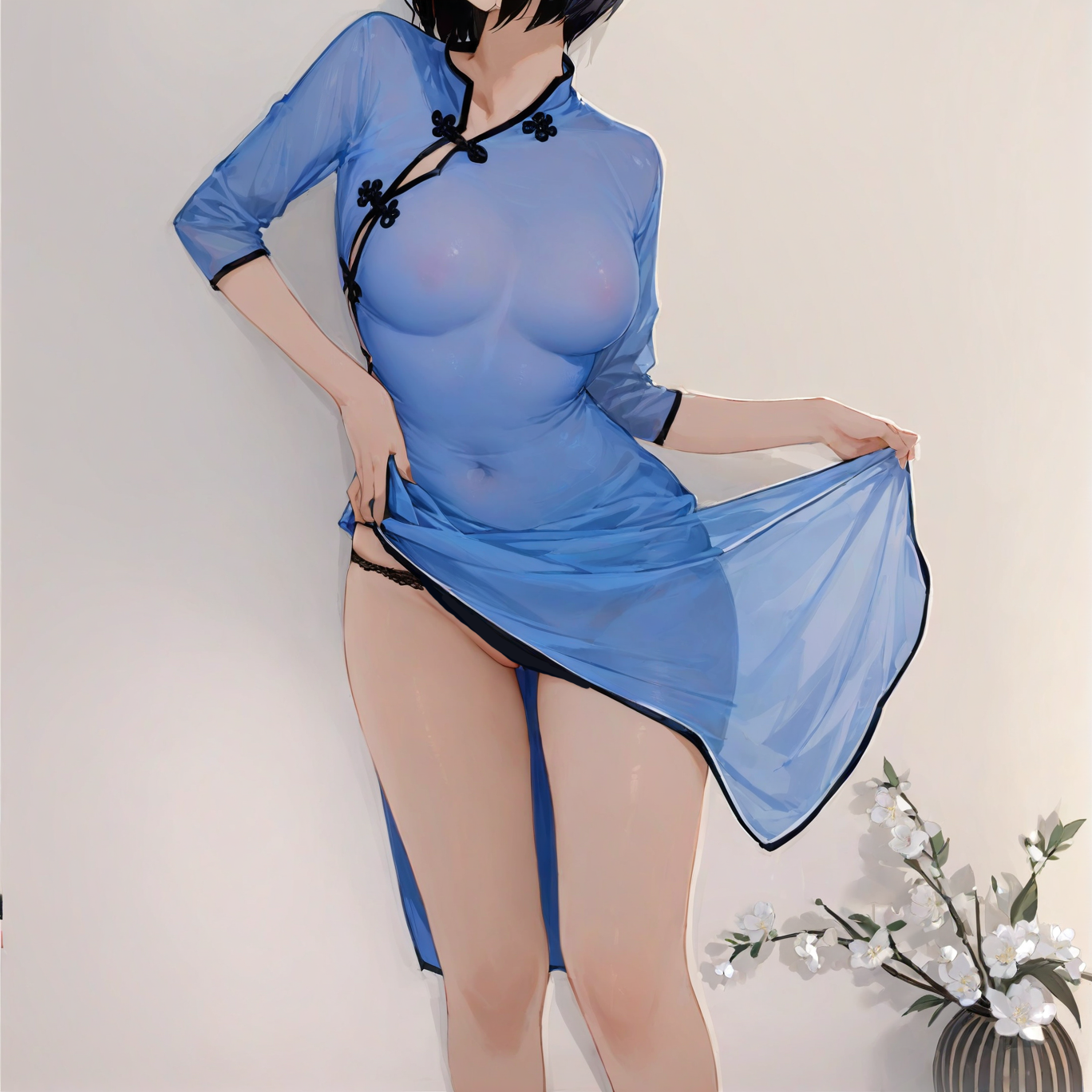 Long skirt with slit bellyband uniform