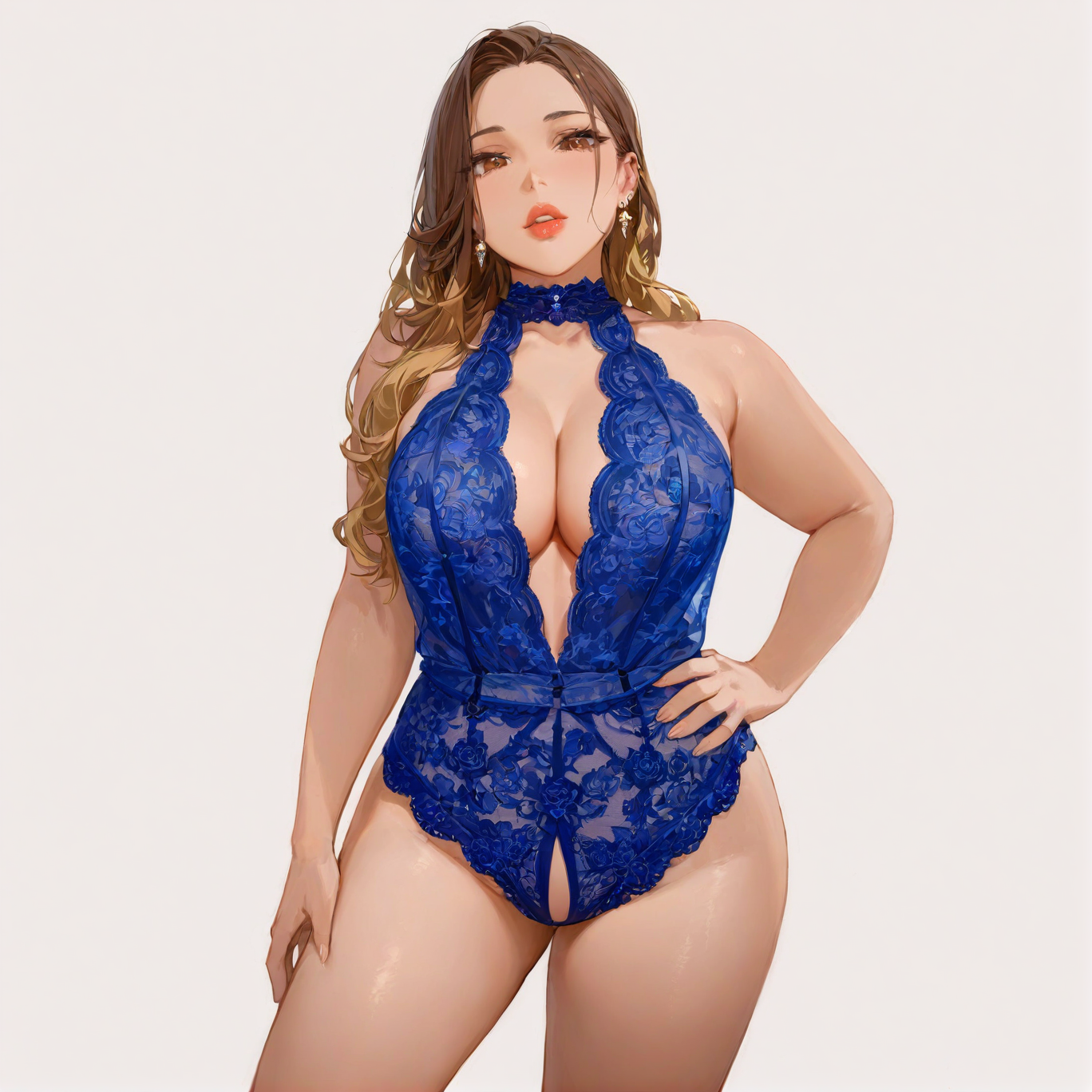 Plus Size Lace Halter Teddy
