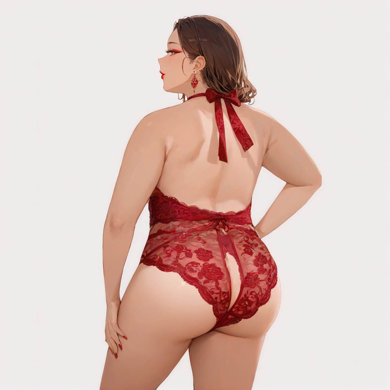 Plus Size Lace Halter Teddy