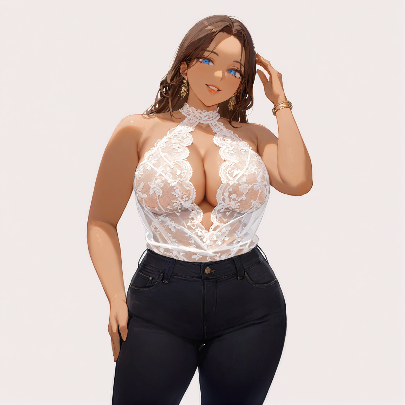 Plus Size Lace Halter Teddy