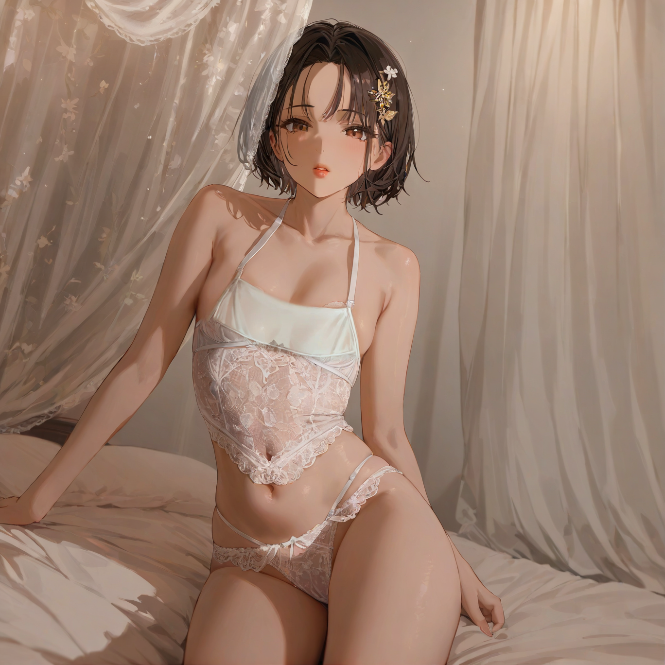 Lace embroidered bellyband set