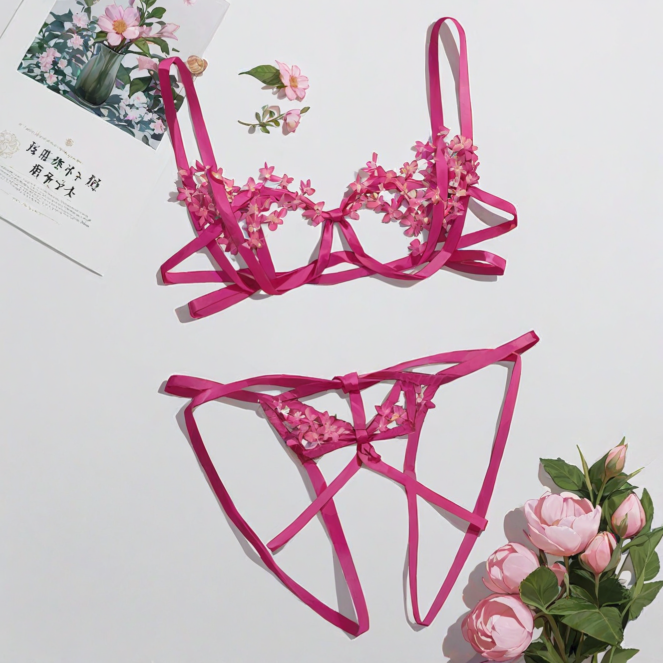 Lace silky underwear set