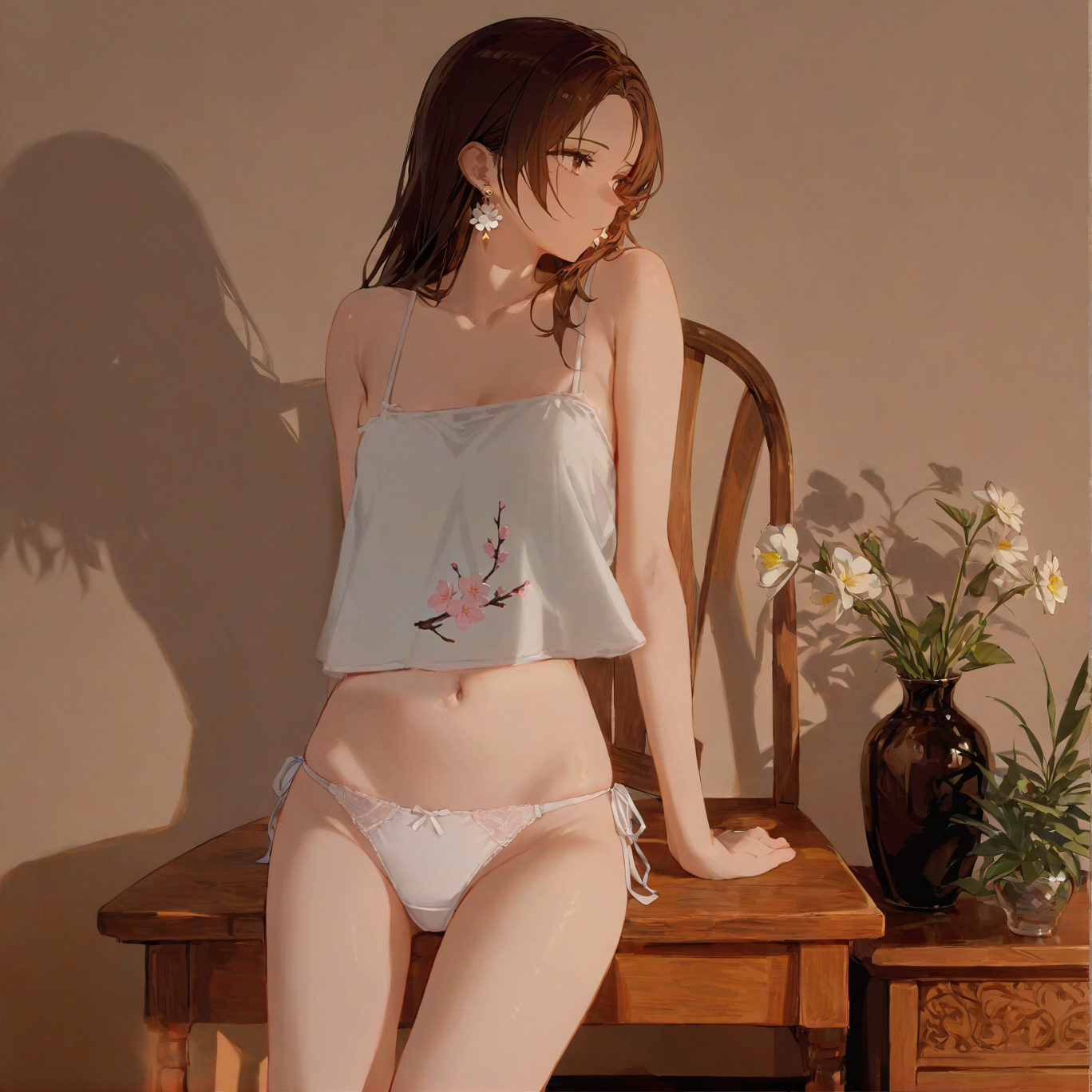 Embroidered Lace-up Bellyband Set