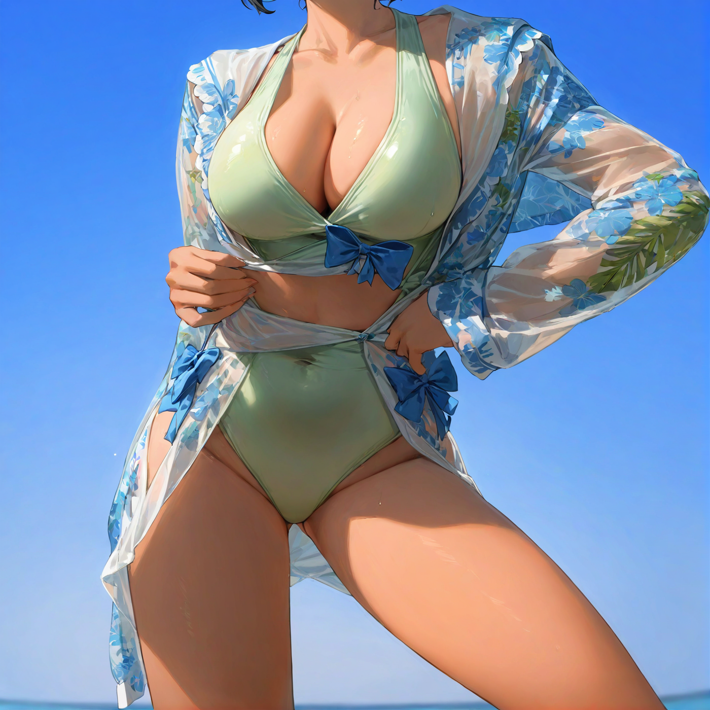 Leaf three-piece bikini swimsuit