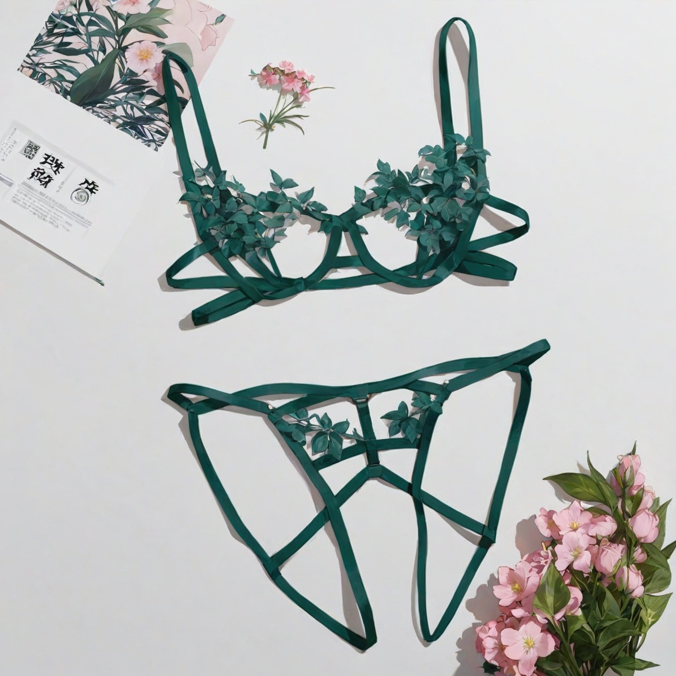 Lace silky underwear set