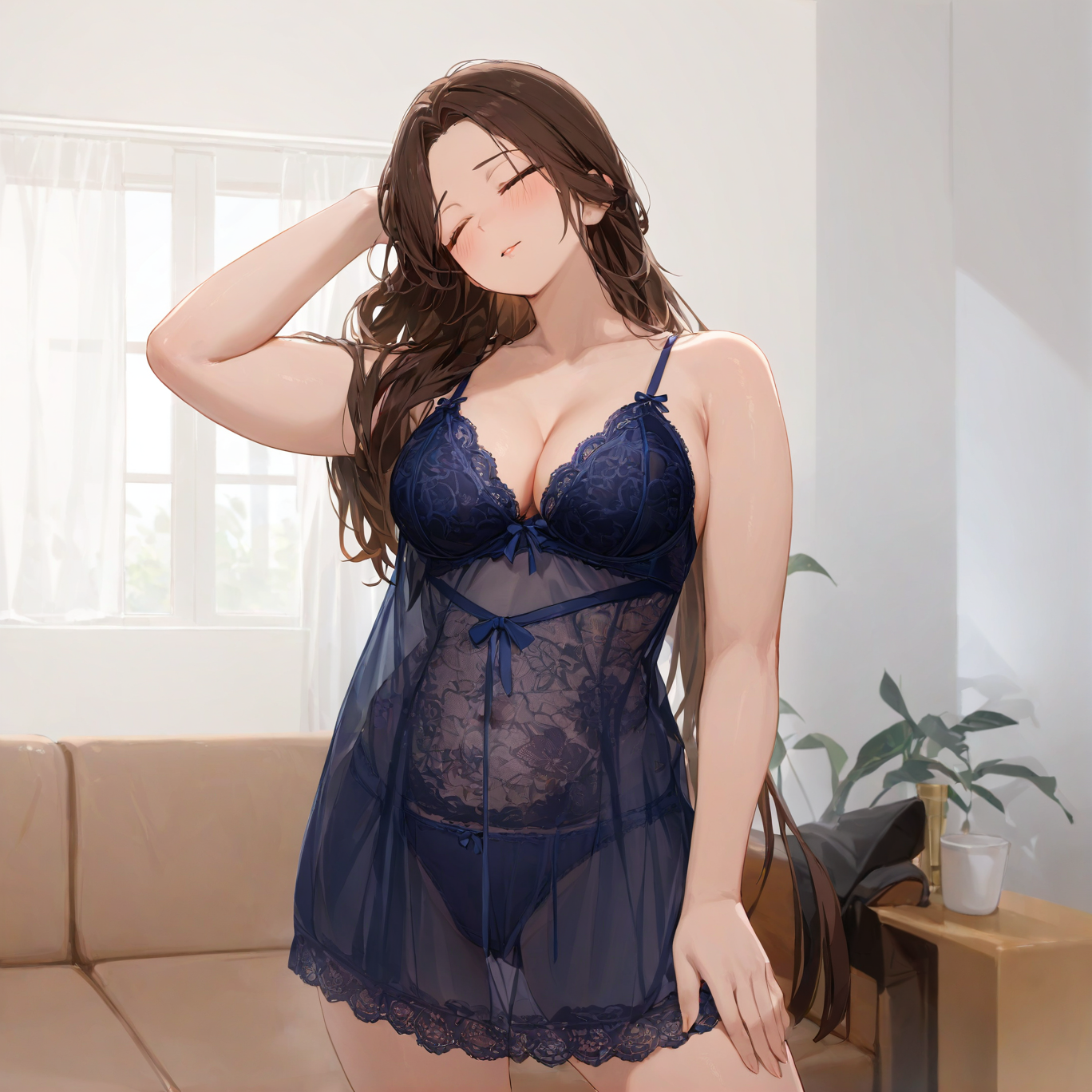 Leopard print mesh lace nightdress