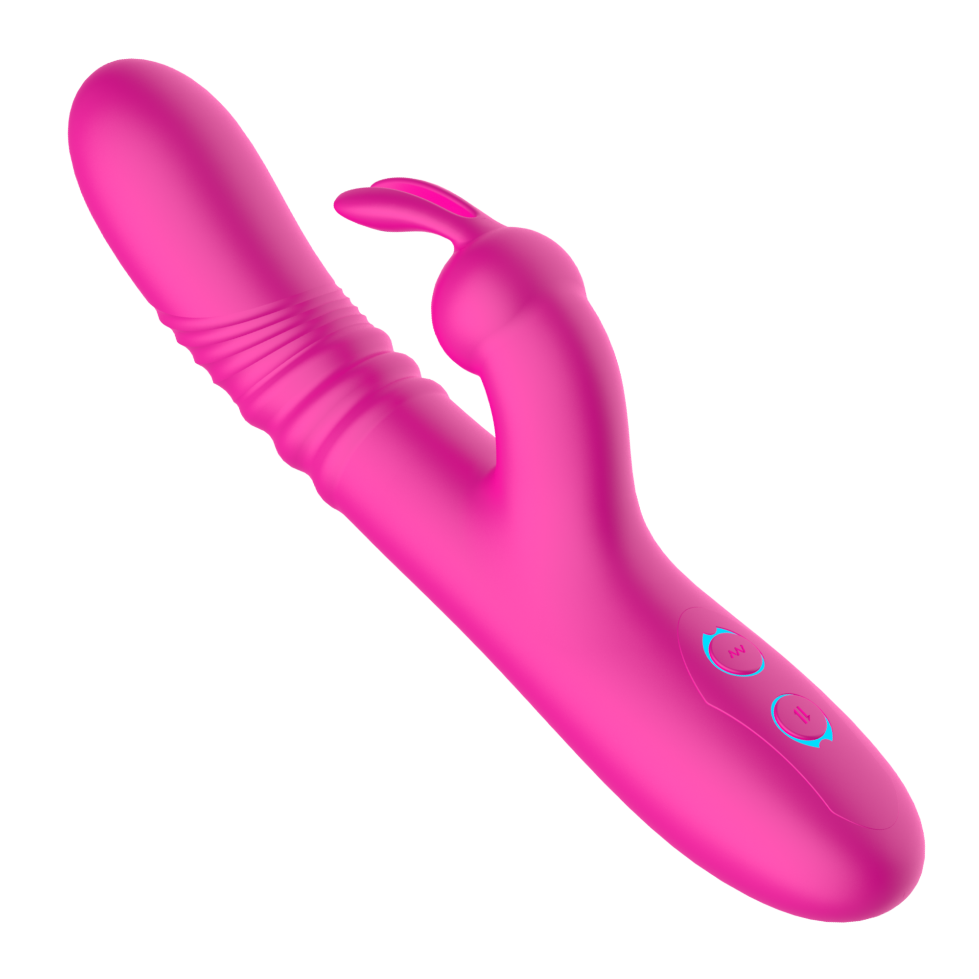 Pink Silicone Rippled Thrusting Rabbit