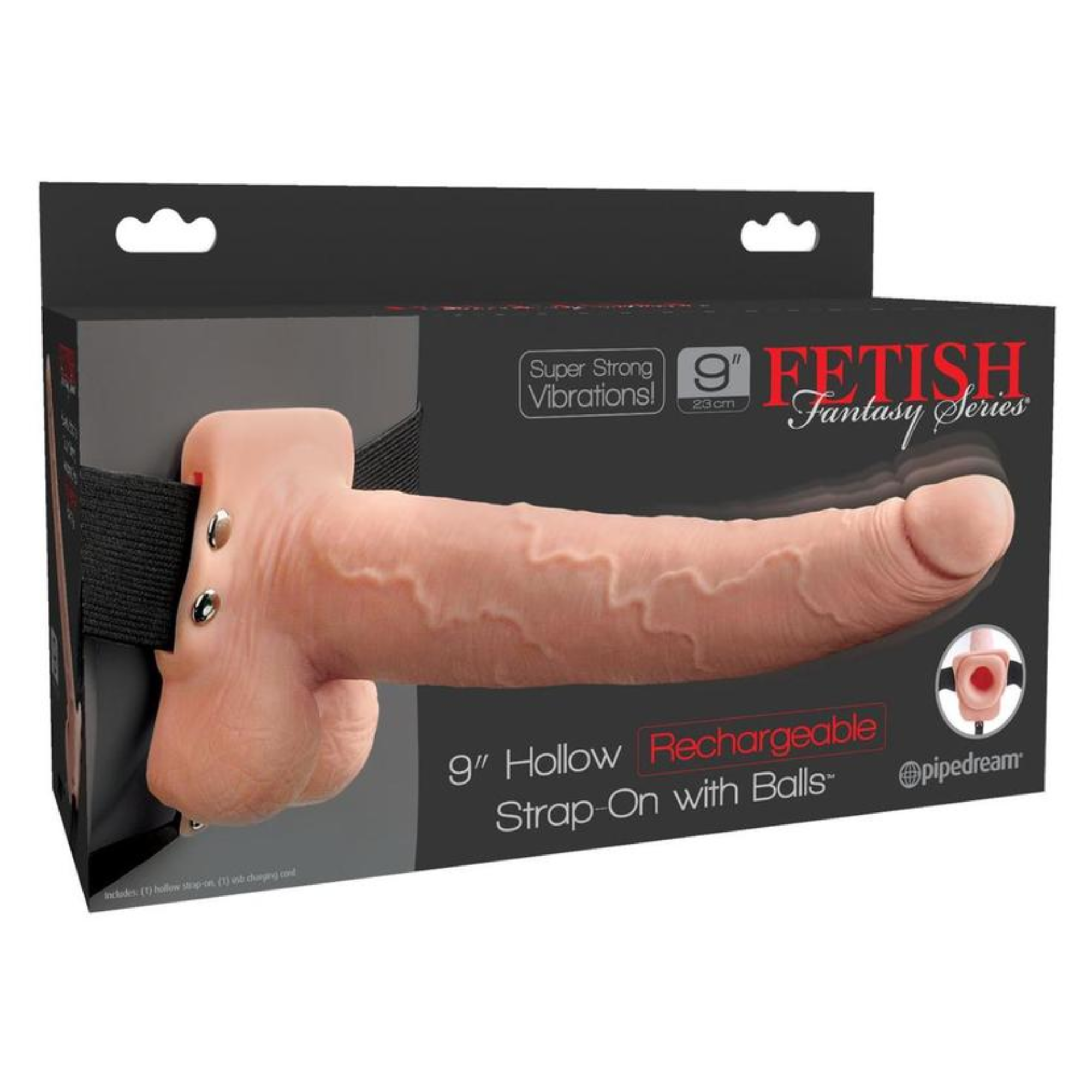 9" Vibrating Hollow Strap-on