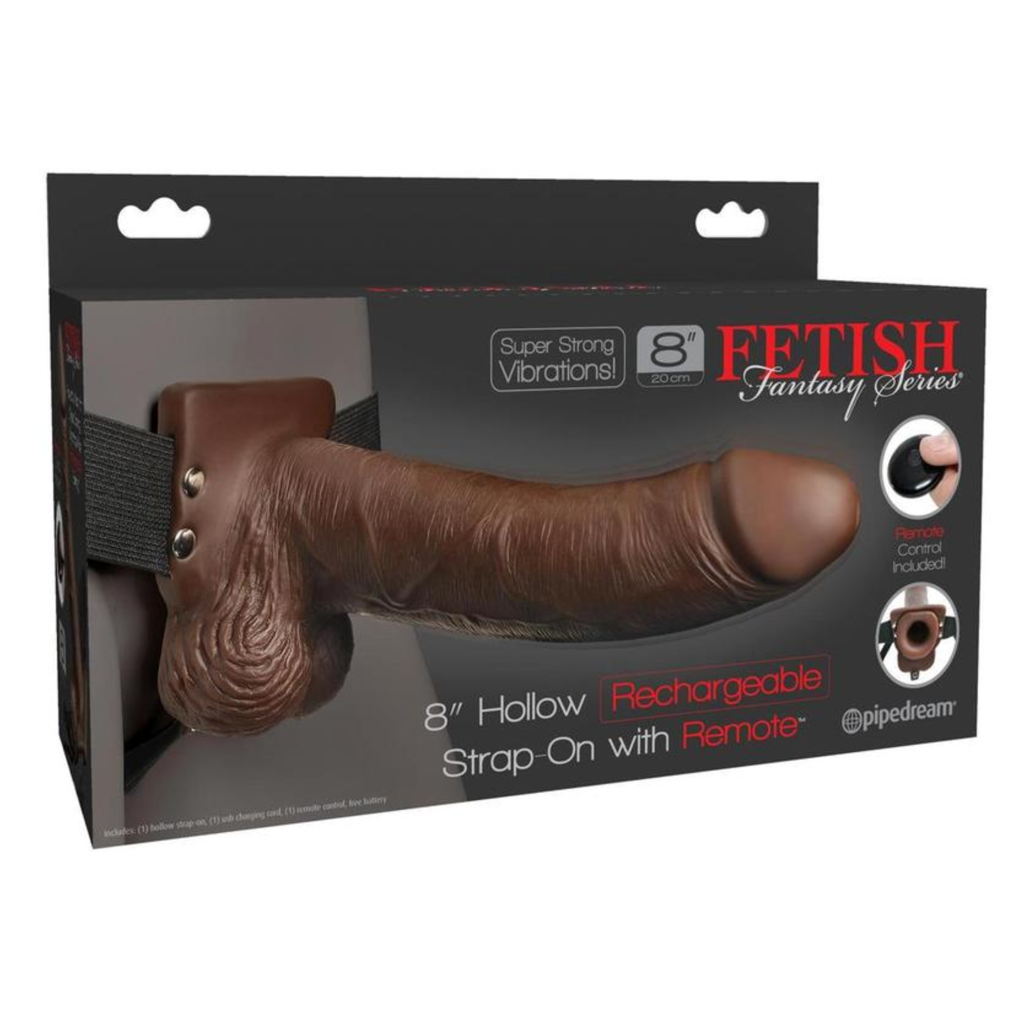 Fetish Fantasy Series - 8" Vibrating Hollow Strap-on w/ Remote Control