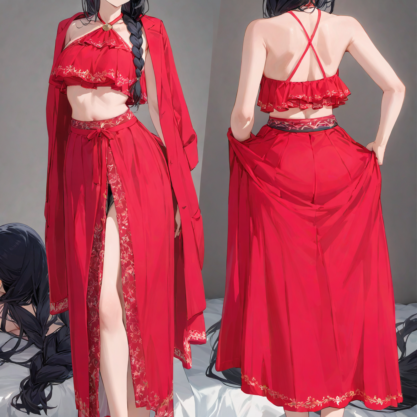 Sexy printed bellyband set