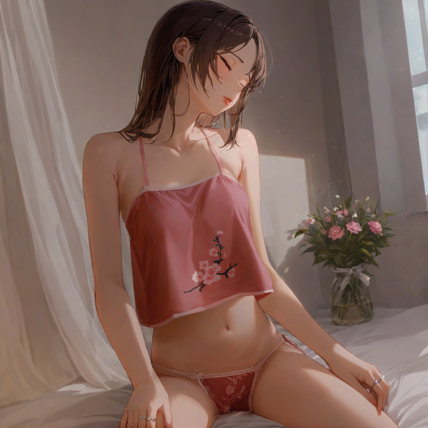 Embroidered Lace-up Bellyband Set