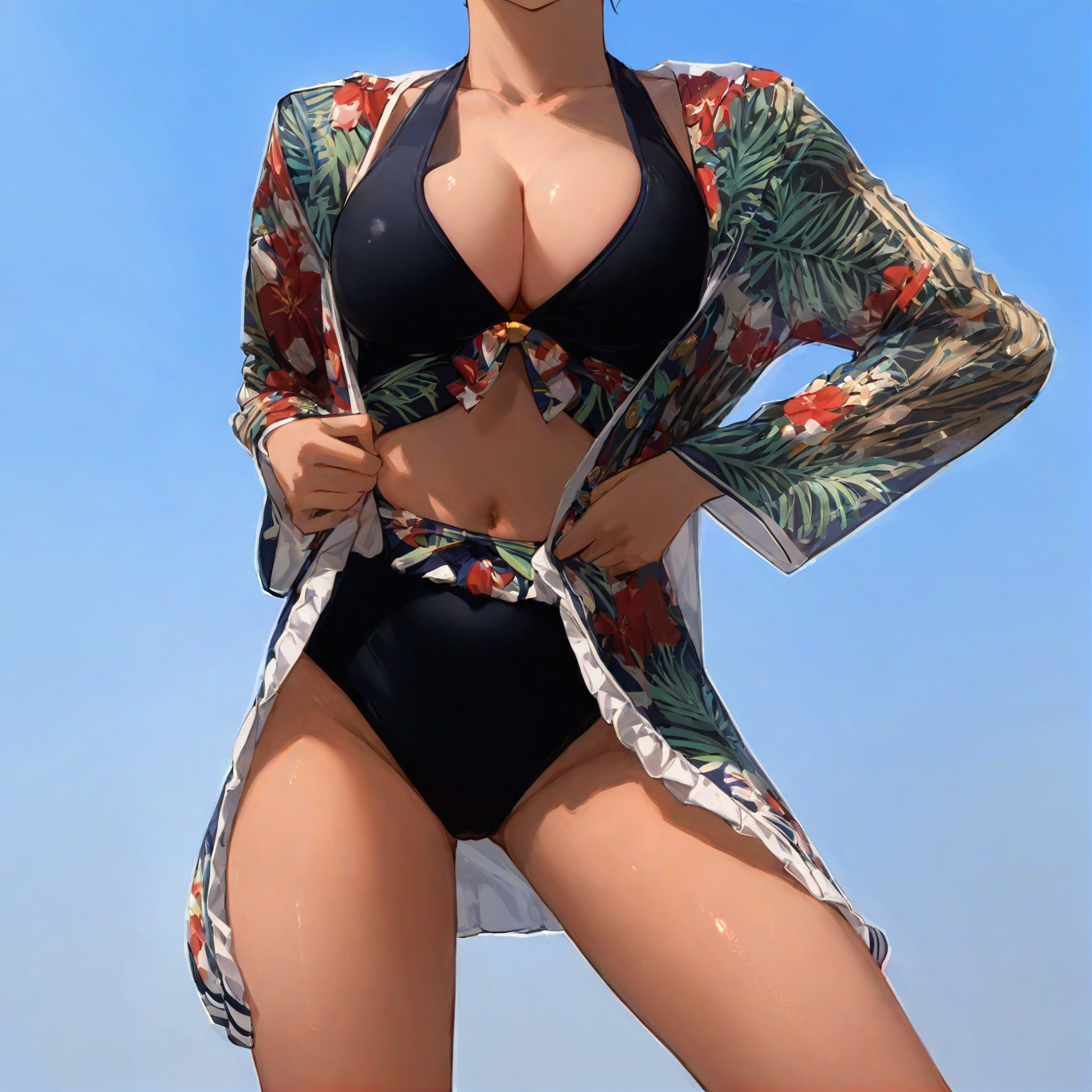 Leaf three-piece bikini swimsuit