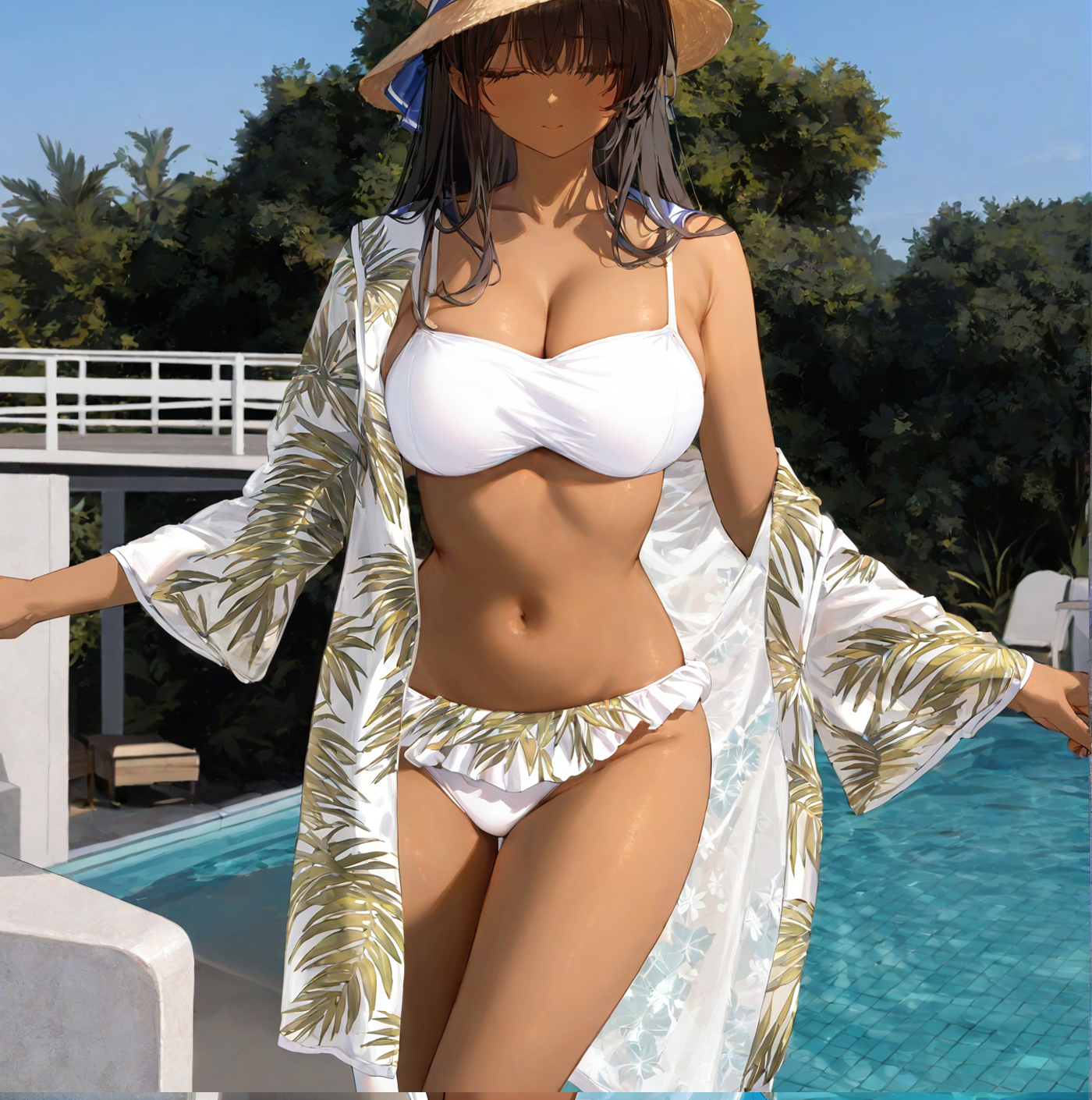 Tie-down robe bikini set