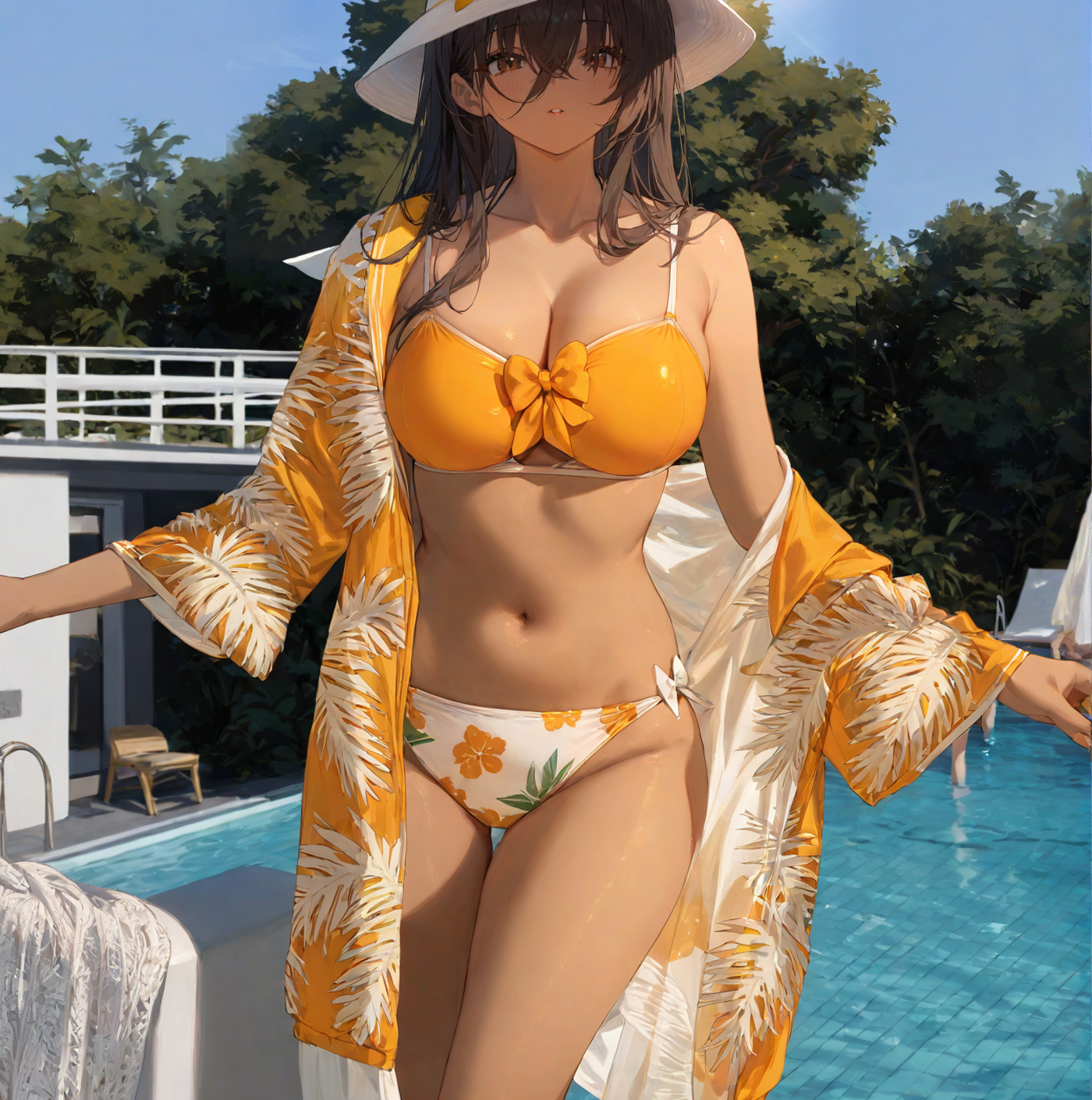 Tie-down robe bikini set