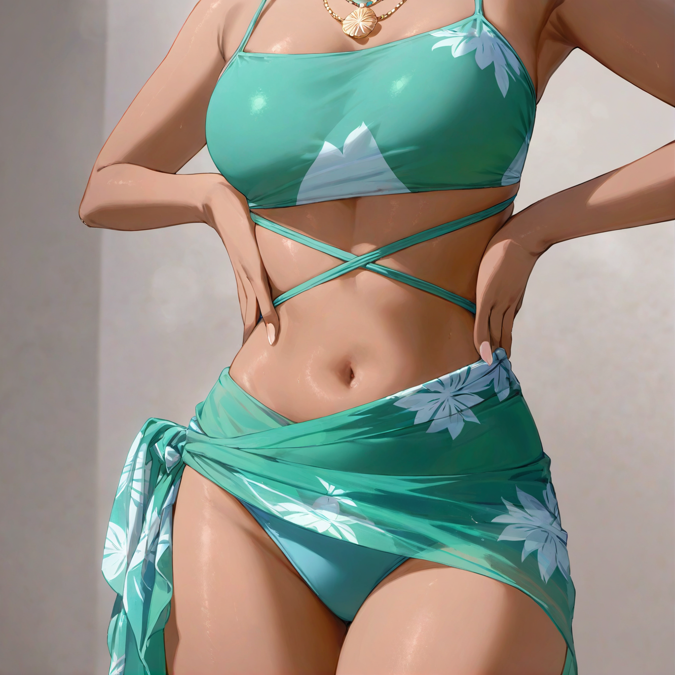 Tie-dyed mesh skirt bikini swimsuit