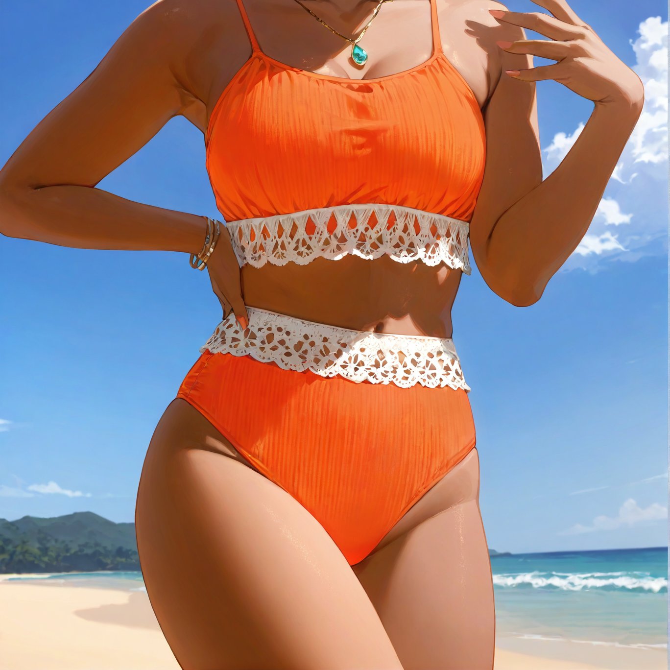 Solid color striped bikini two-piece swimsuit