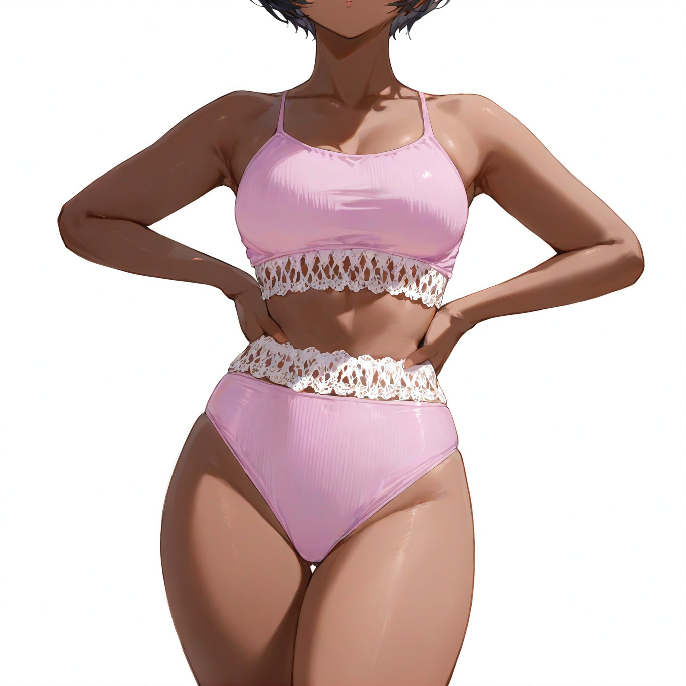 Solid color striped bikini two-piece swimsuit