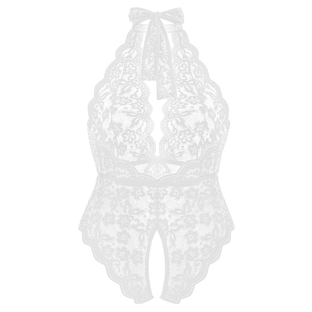 Plus Size Lace Halter Teddy
