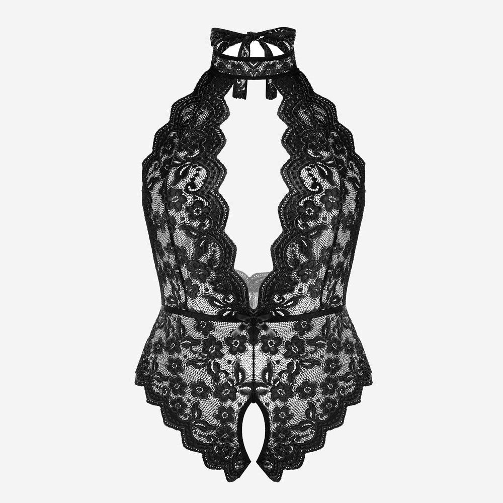 Plus Size Lace Halter Teddy