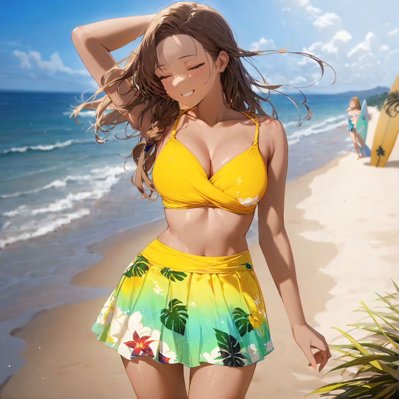 High waist ruffle print bikini swimsuit