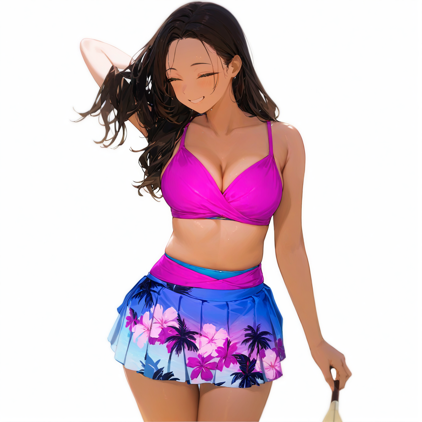 High waist ruffle print bikini swimsuit