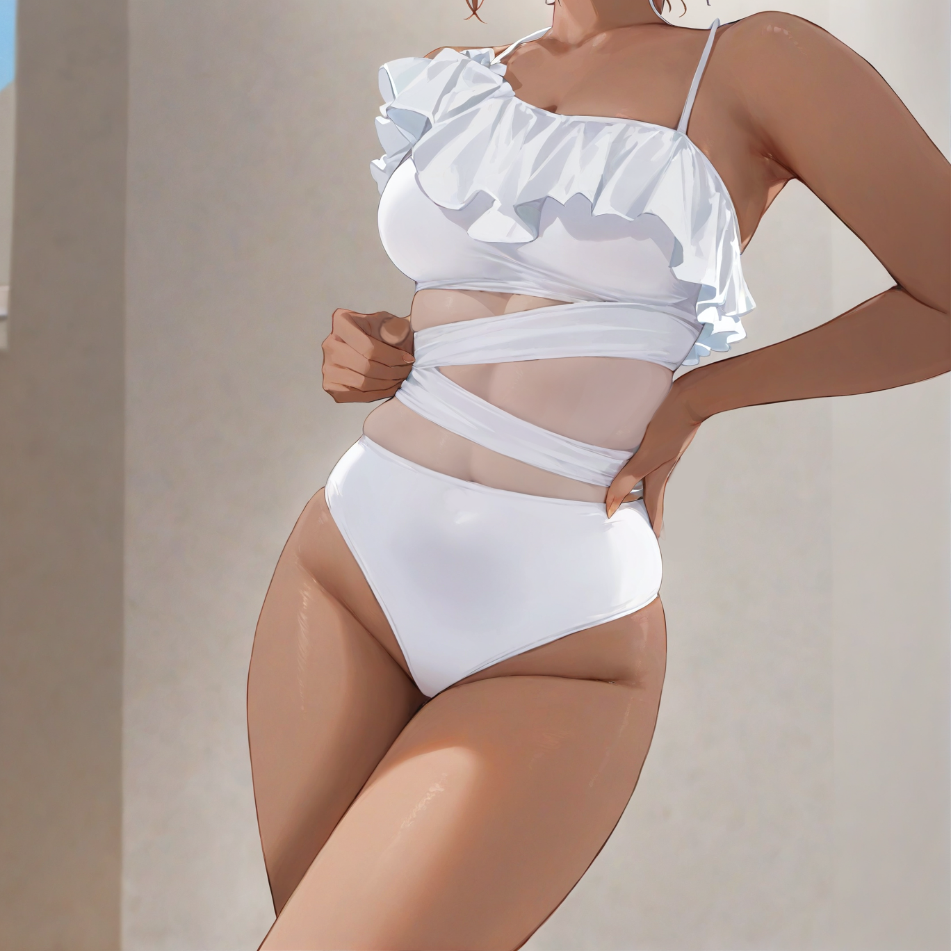 Halter stitching swimsuit