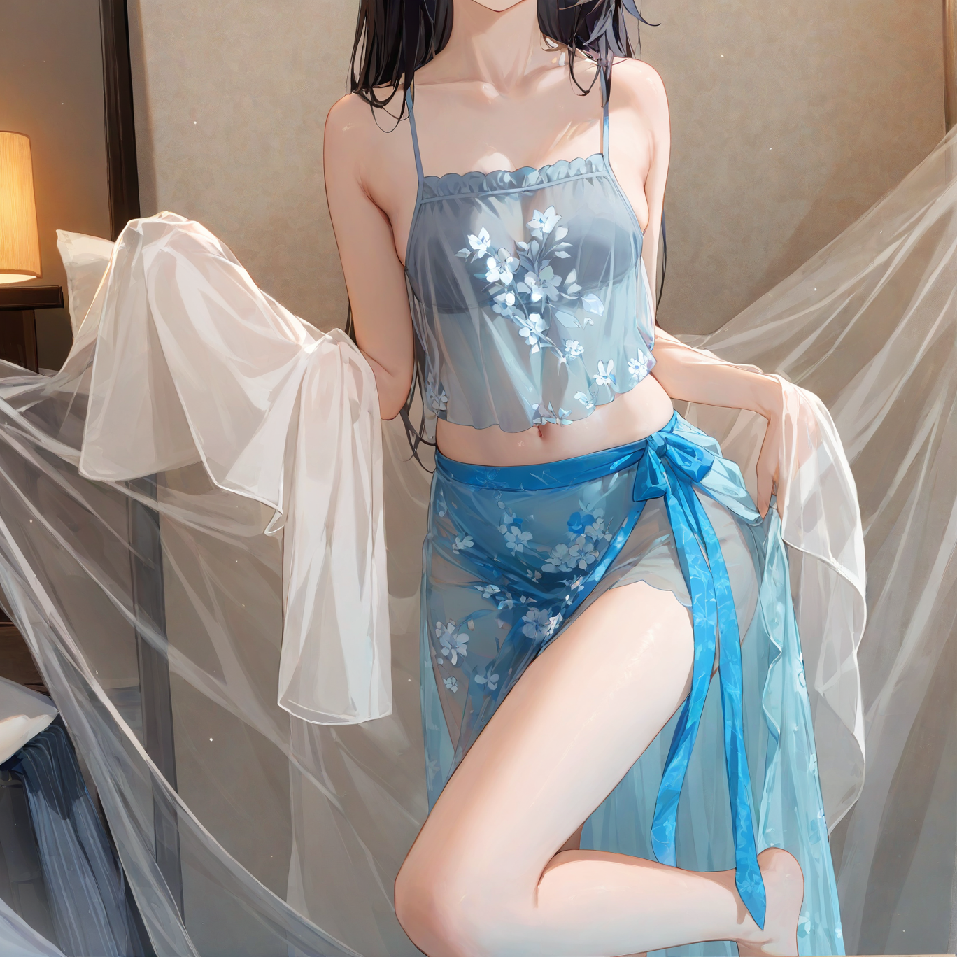 See-through classic bellyband four-piece set