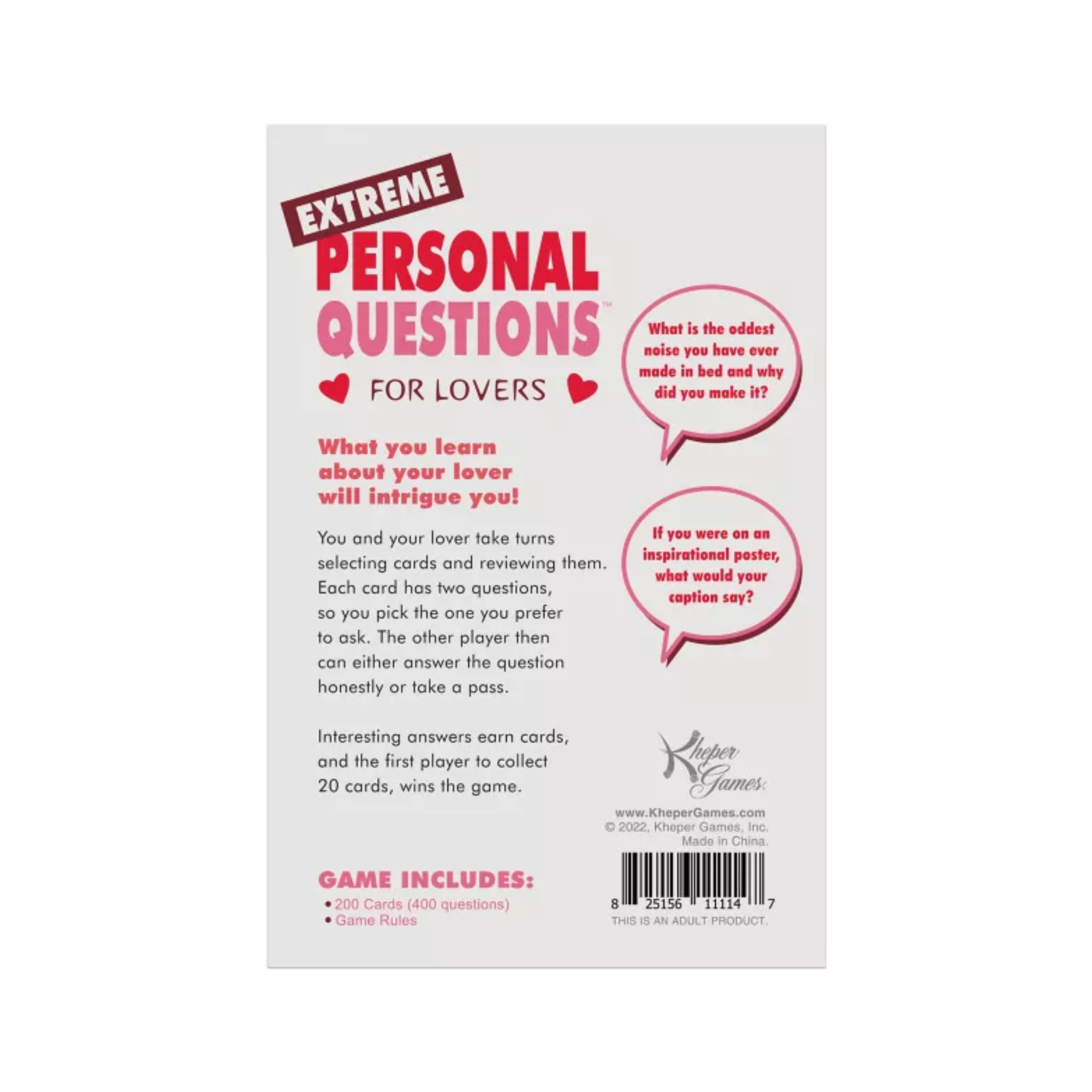 Extreme Personal Questions for Lovers Couples Game