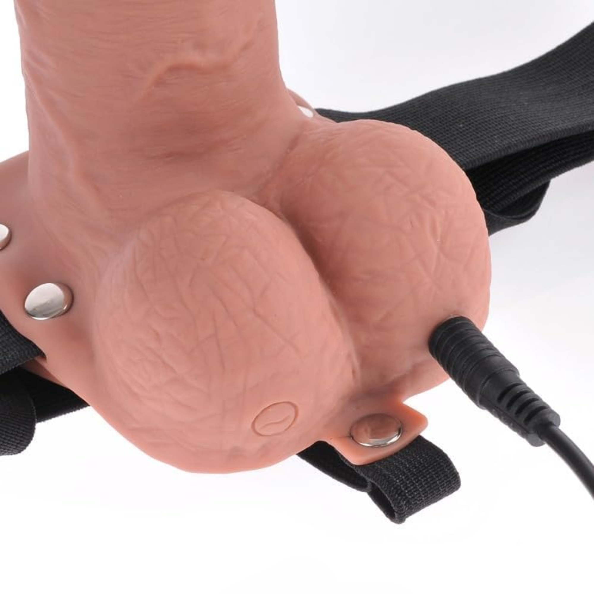 Fetish Fantasy Series Rechargeable Hollow Strap-On Dildo with Balls and Harness with Remote Control 7in