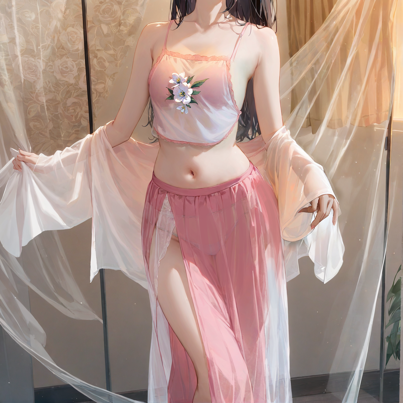 See-through classic bellyband four-piece set