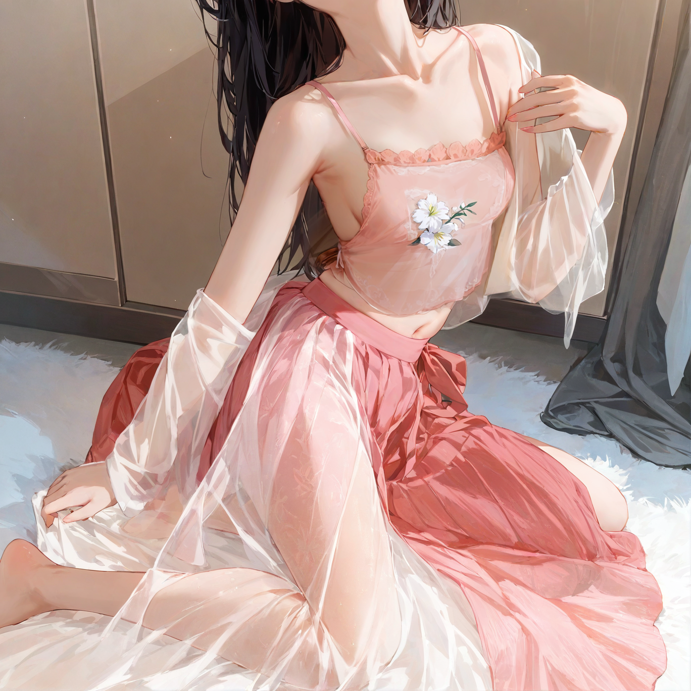 See-through classic bellyband four-piece set