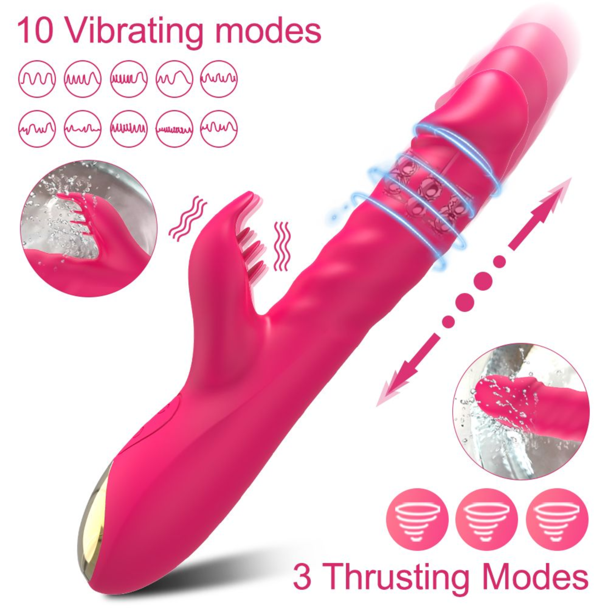 Thrusting Spinning Licking Dual Action Vibrator - Rolling Beads Massage Inner Walls with Every Thrust!