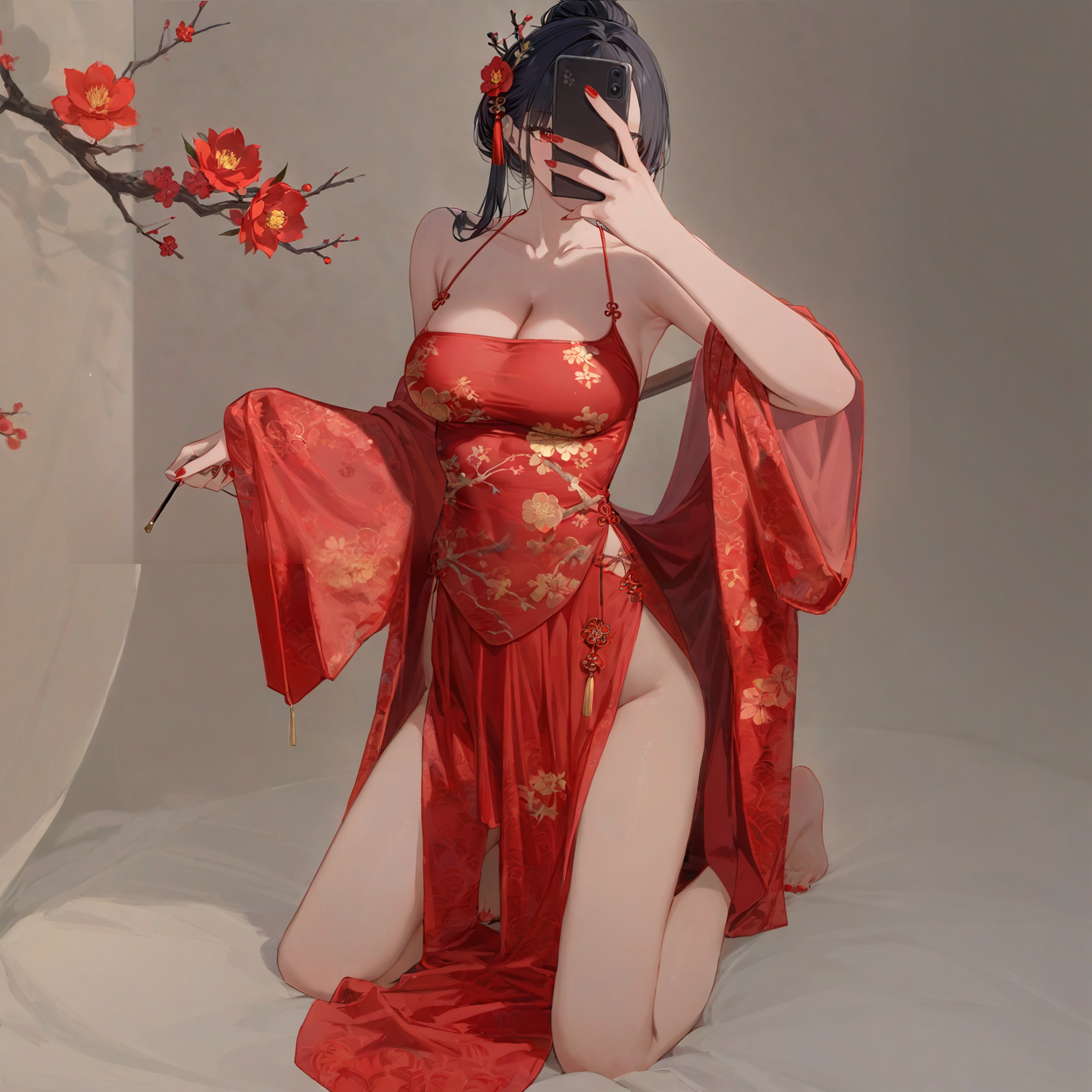 Shiny red bellyband set