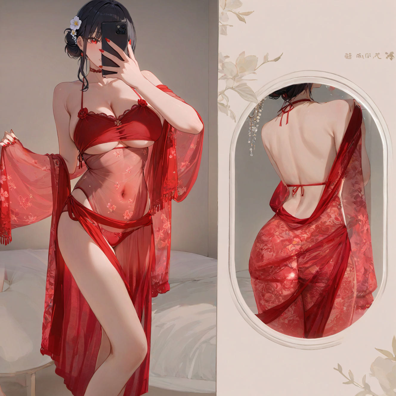 Shiny red bellyband set
