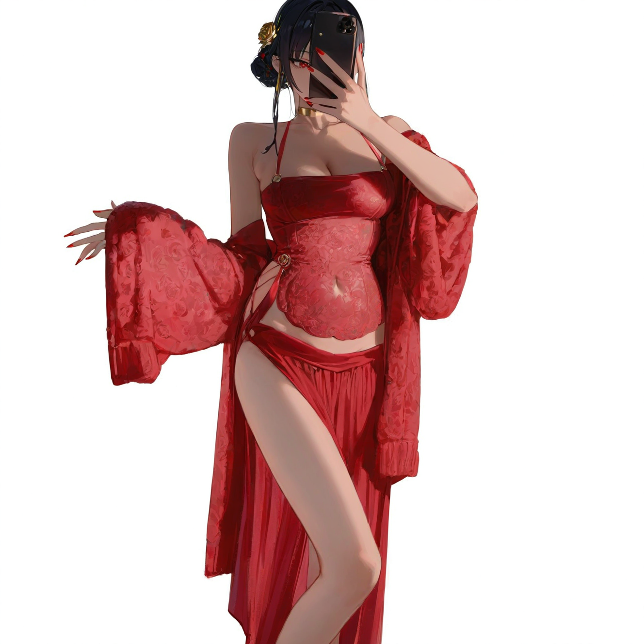 Shiny red bellyband set