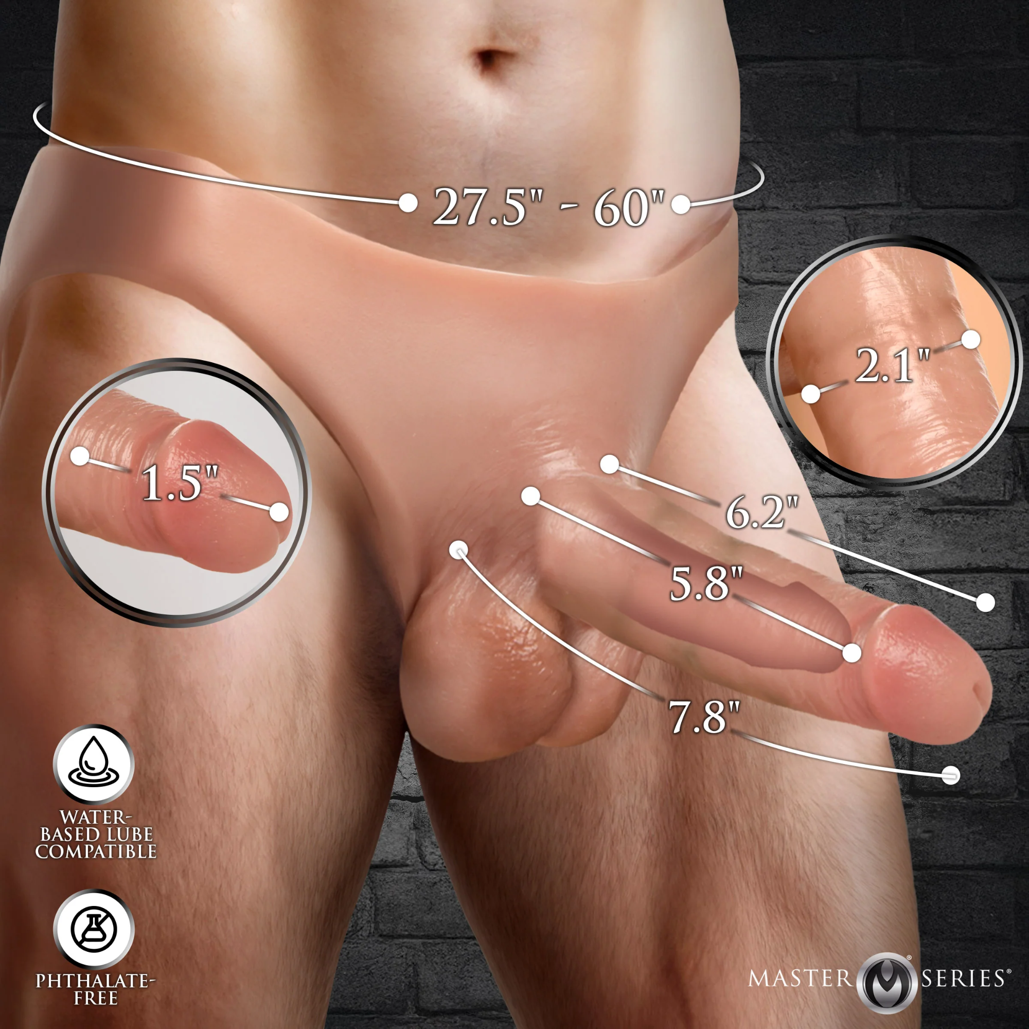 Master Series 8" Thick Hollow Silicone Strap-On - The Most Realistic Strap-on In The Market!