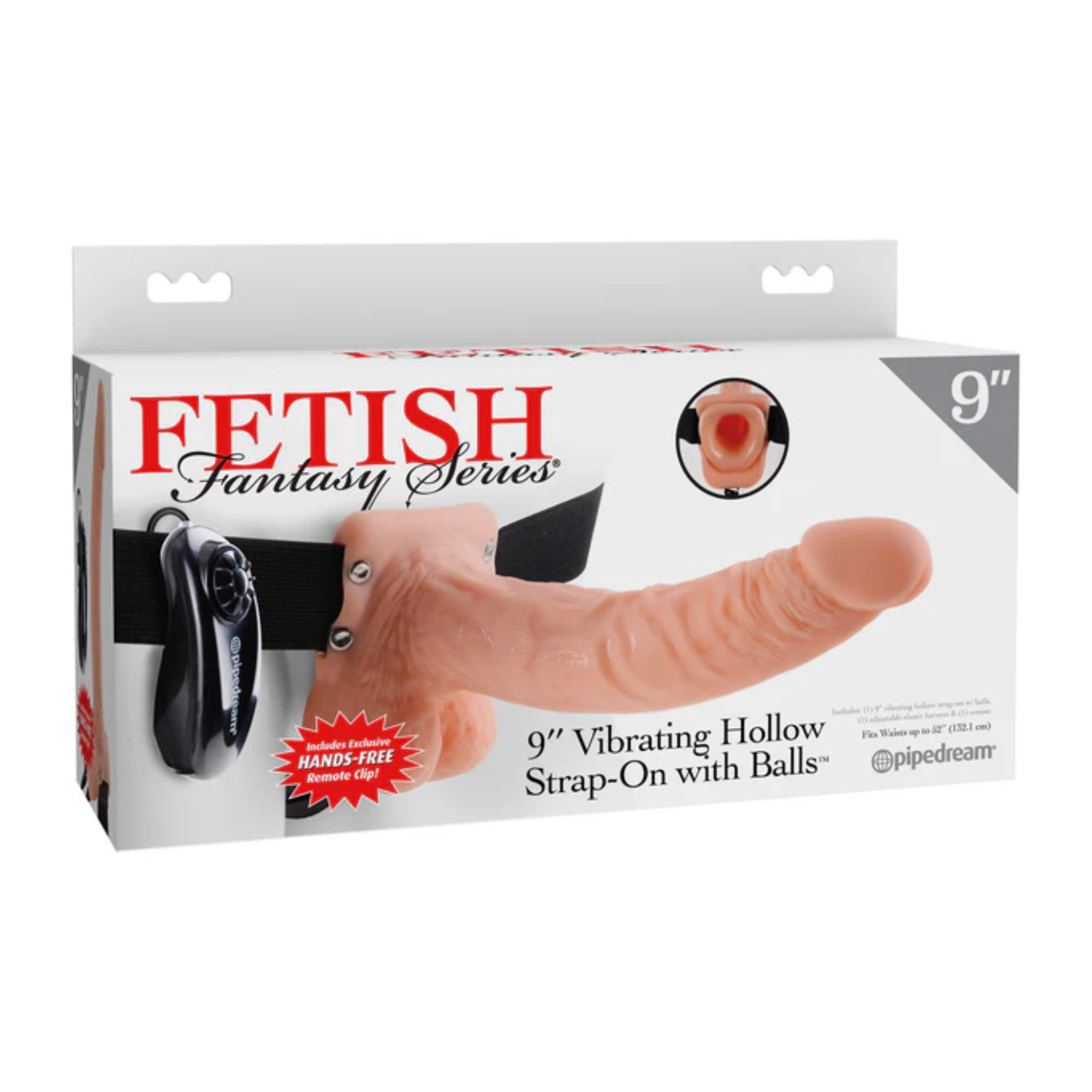 Fetish Fantasy 9" Vibrating Hollow Strap-On With Balls