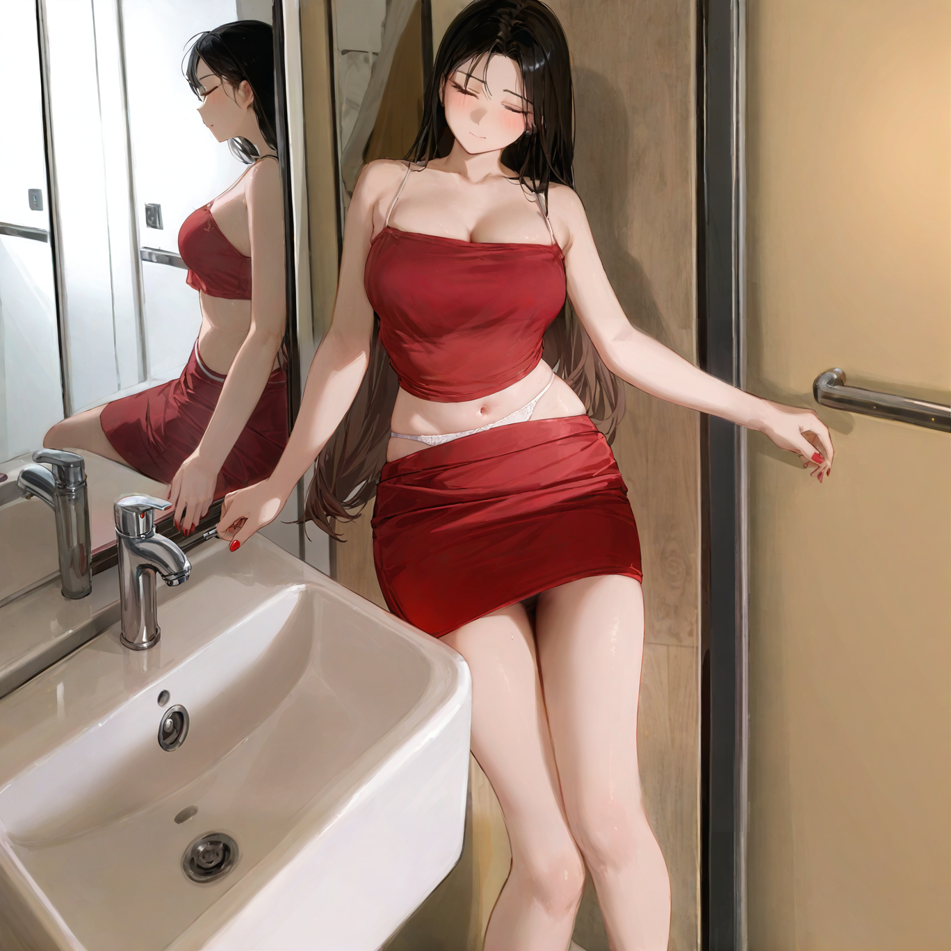 Satin strap hollow hip skirt