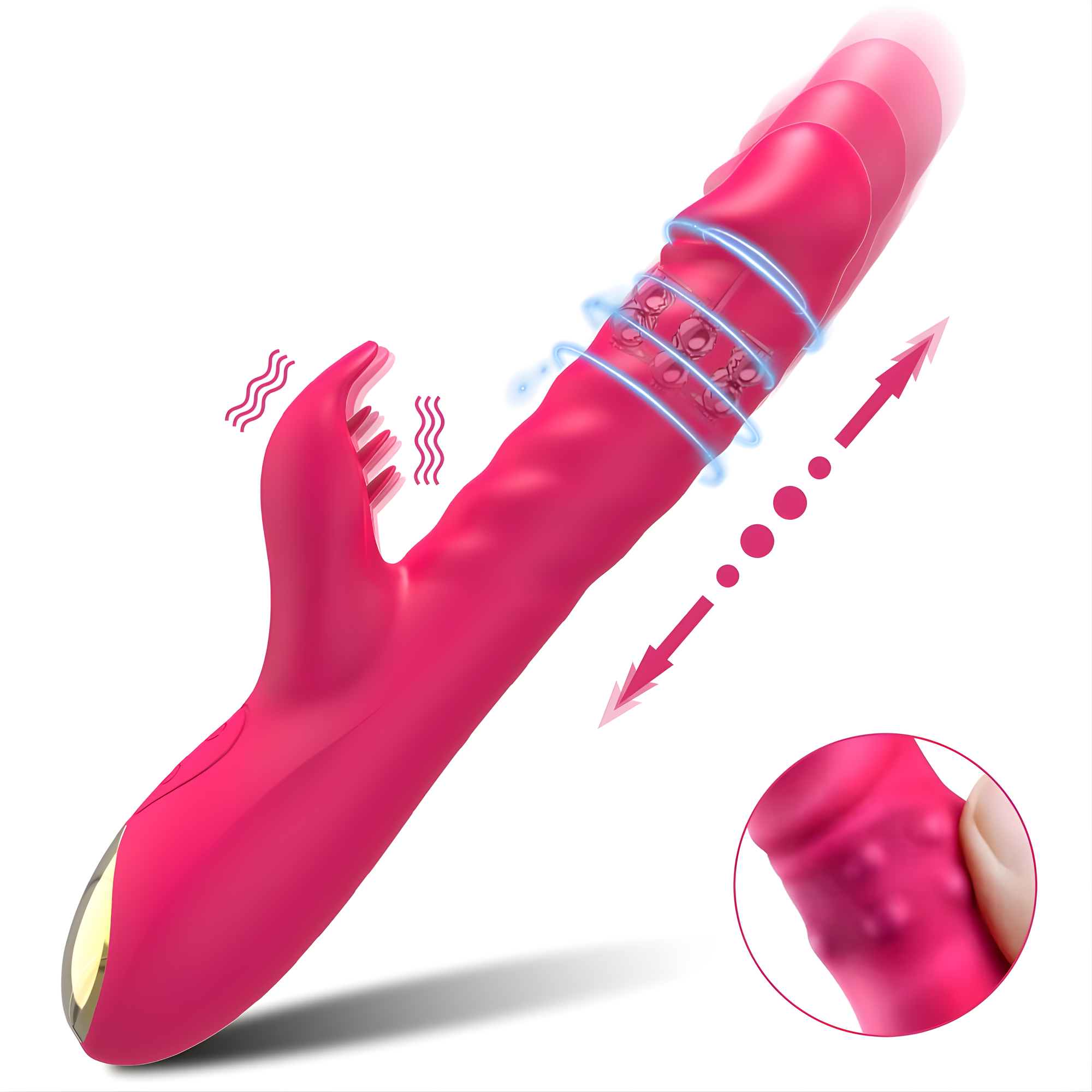 Thrusting Spinning Licking Dual Action Vibrator - Rolling Beads Massage Inner Walls with Every Thrust!