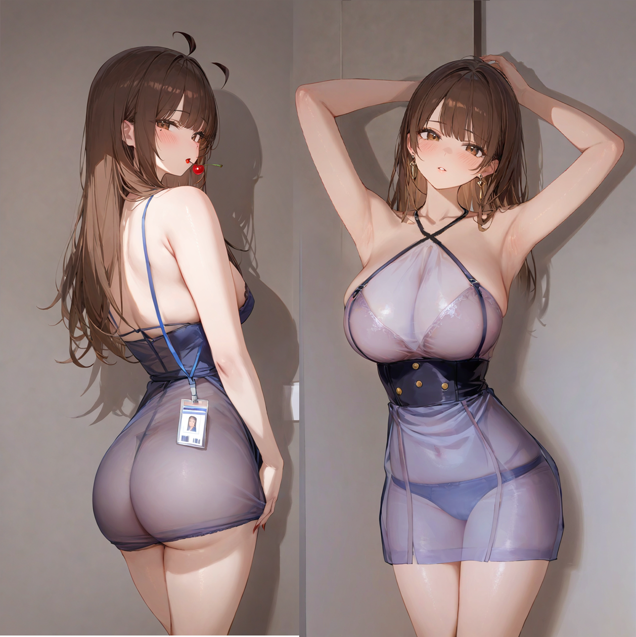 Silky glossy suspender skirt