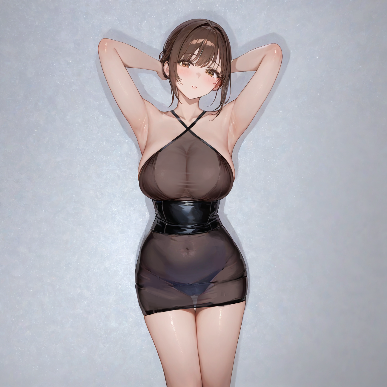 Silky glossy suspender skirt