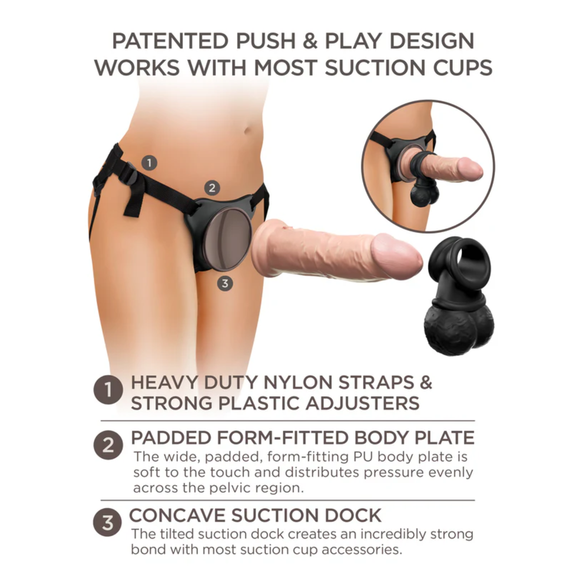 King Cock Deluxe Silicone Body Dock Strap-on Kit with Swinging Balls and 8" Dildo