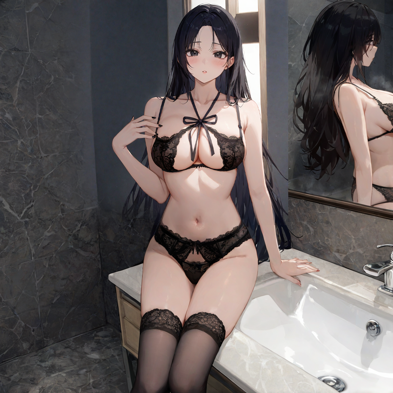Lace open crotch three-point underwear set