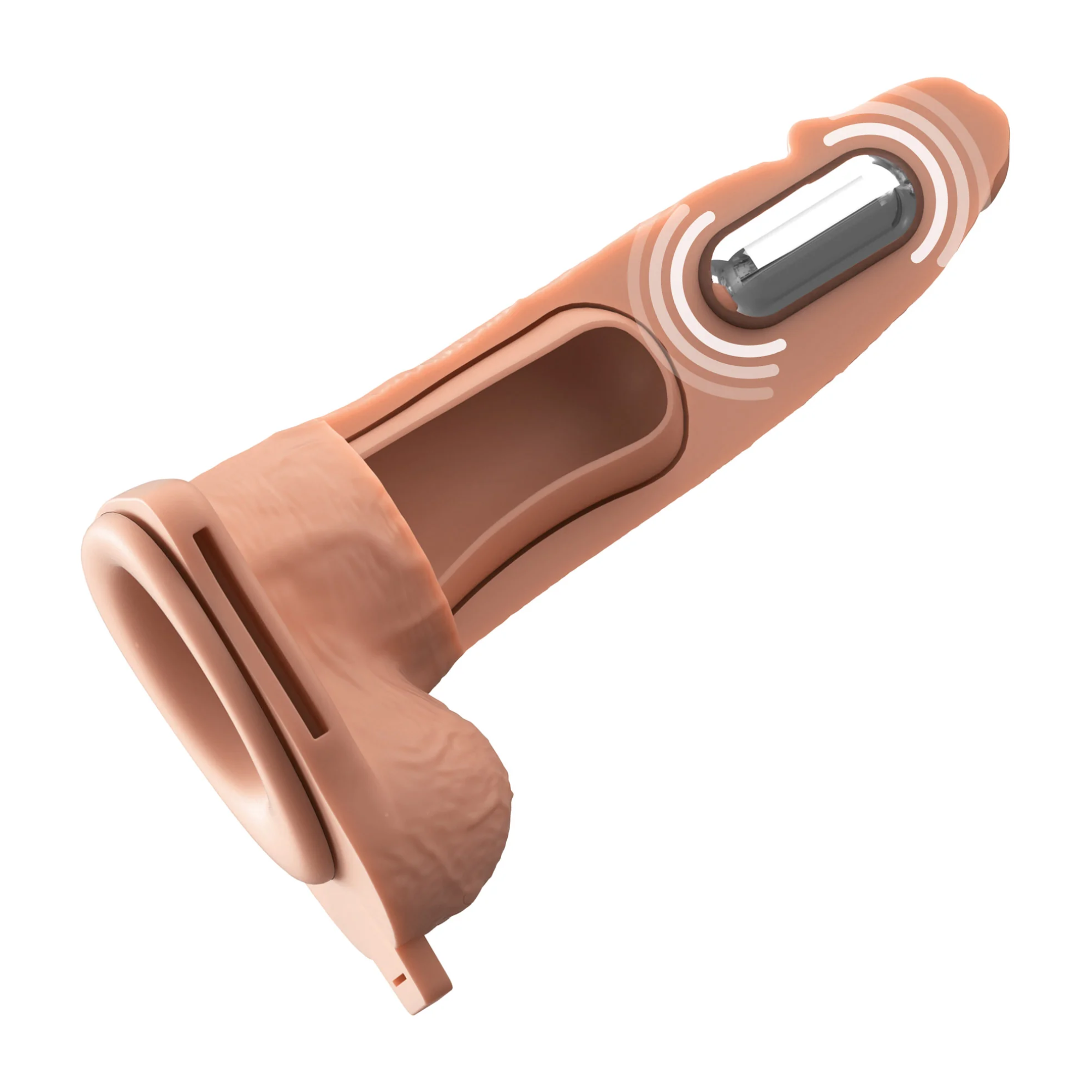 Fantasy X-Tensions Elite Vibrating Rechargeable Silicone Dual Density Hollow Strap-On