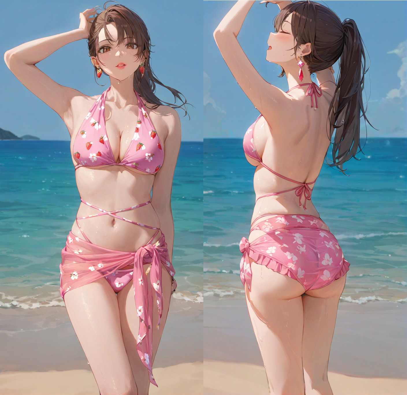 Strawberry Lace-up Swimsuit Uniform
